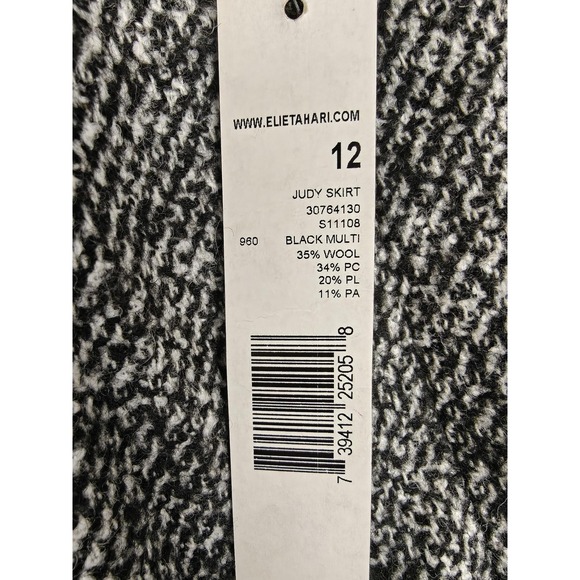 Elie Tahari Skirt Womens 12 Black Multi Judy‎ Wool Blend Neiman Marcus Exclusive - Picture 4 of 14